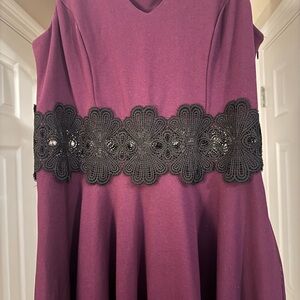Alya Purple Dress with Black Lace Waist
